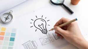 Процесс разработки техзадания на логотип для стартапа с чертежами и эскизами от Голд Фри Дизайн